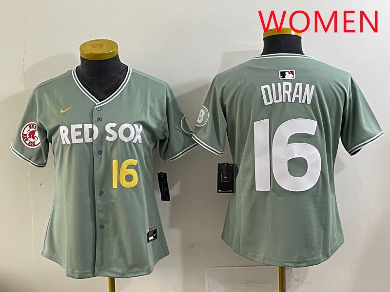 Women 2025 Boston Red Sox 16 Duran Light Green Joint Name Nike MLB Jersey style 7